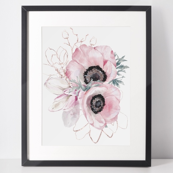 Other - Wall Art Watercolor Pink Flowers Print Unframed